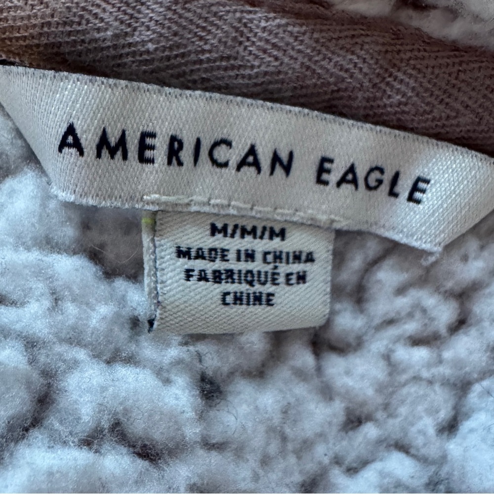 American Eagle Womens Sherpa Hooded Cardigan Medium Oversized Cozy Lounge Comfy - Picture 2 of 8